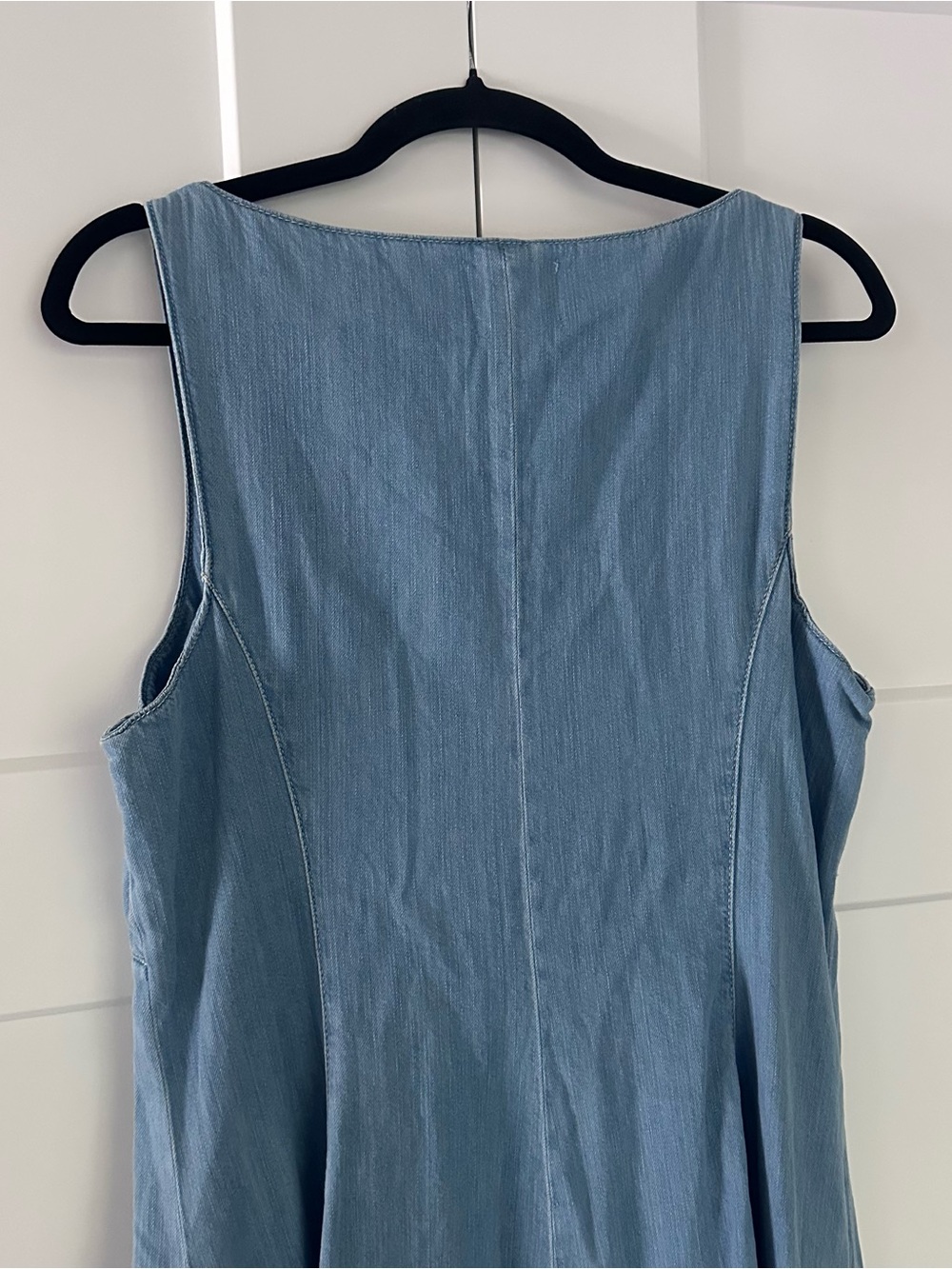 Reformation Light Blue Denim V-Neck Button-Front Midi Dress - Picture 9 of 9